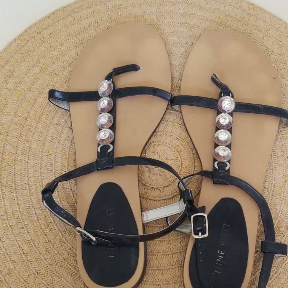 Patent leather strappy sandals